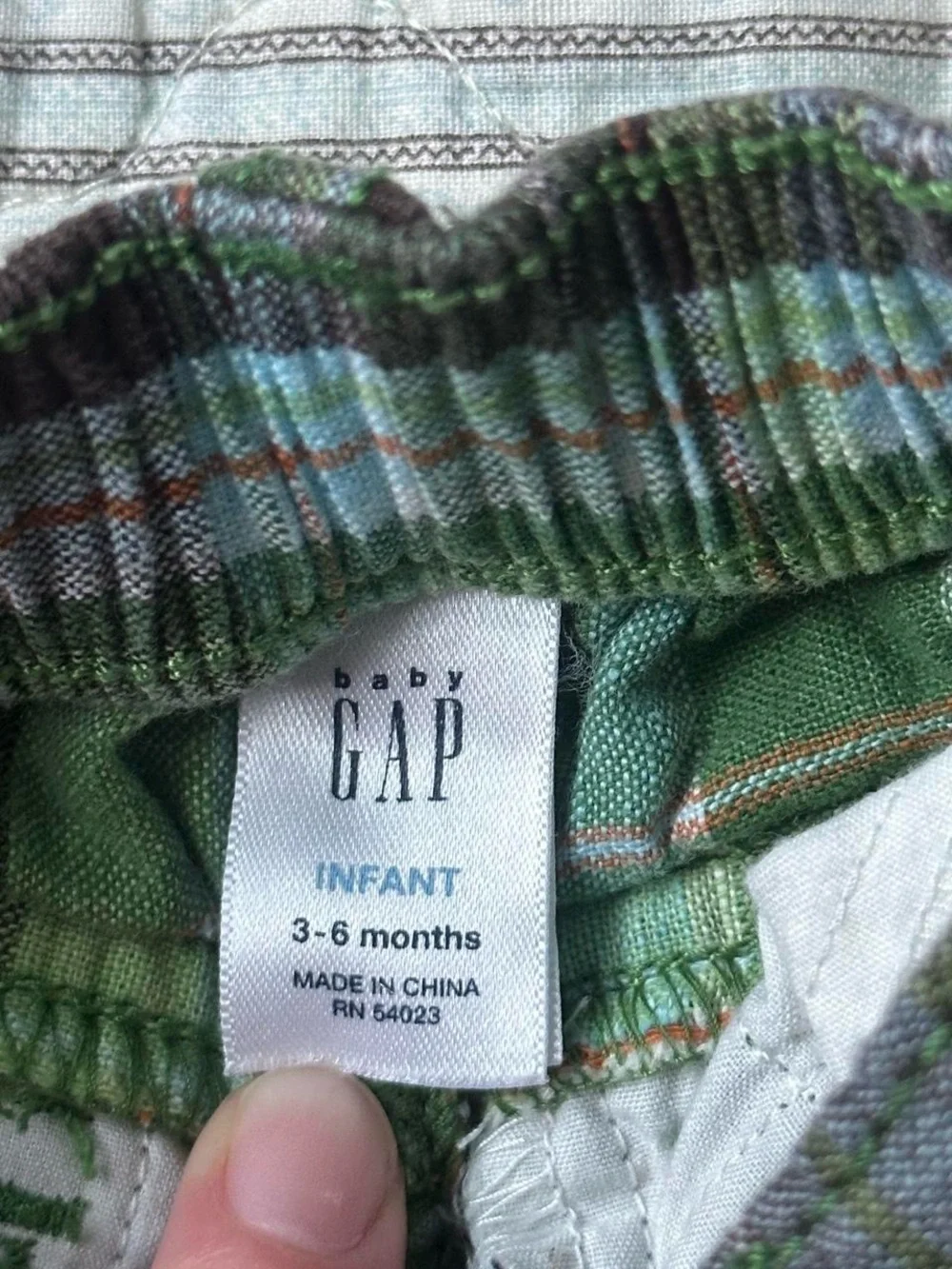 Baby gap linen/cotton blend green plaid shorts